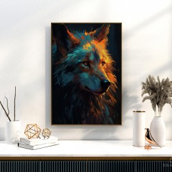 Paveikslas - Burning sunset wolf