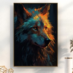 Paveikslas - Burning sunset wolf