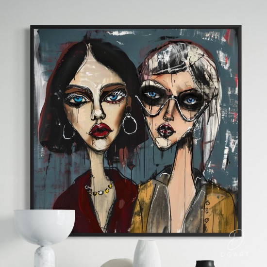 grazus ir modernus Paveikslas - Gossips ant drobes internetu