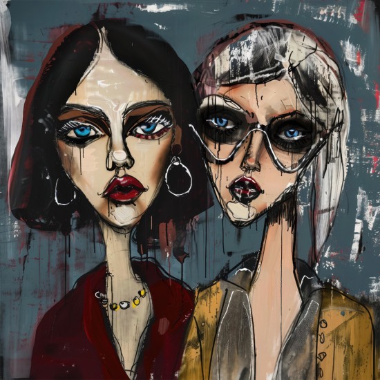 grazus ir modernus Paveikslas - Gossips ant drobes internetu