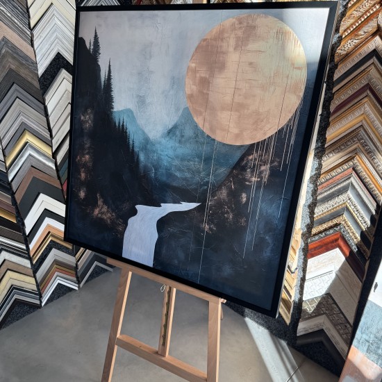 grazus ir modernus Medinis dengiantis rėmelis, juodas ant drobes internetu