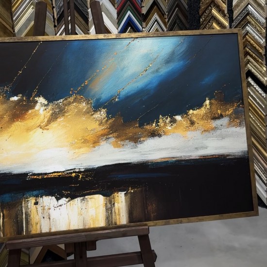 grazus ir modernus Medinis dengiantis rėmelis, auksinis rustic ant drobes internetu