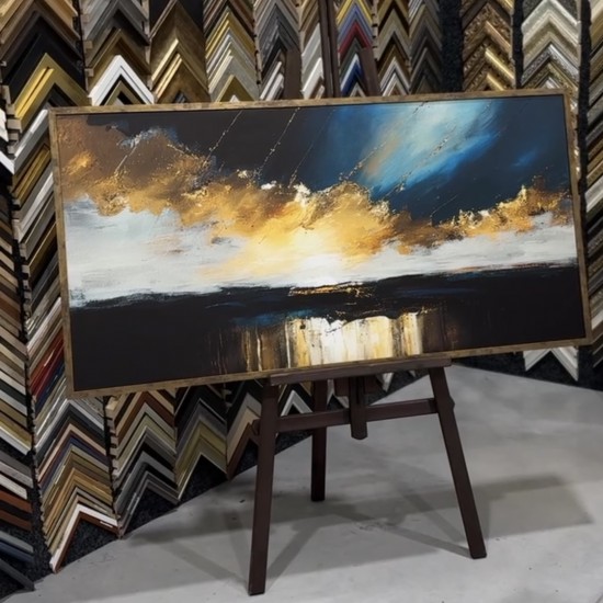 grazus ir modernus Medinis dengiantis rėmelis, auksinis rustic ant drobes internetu